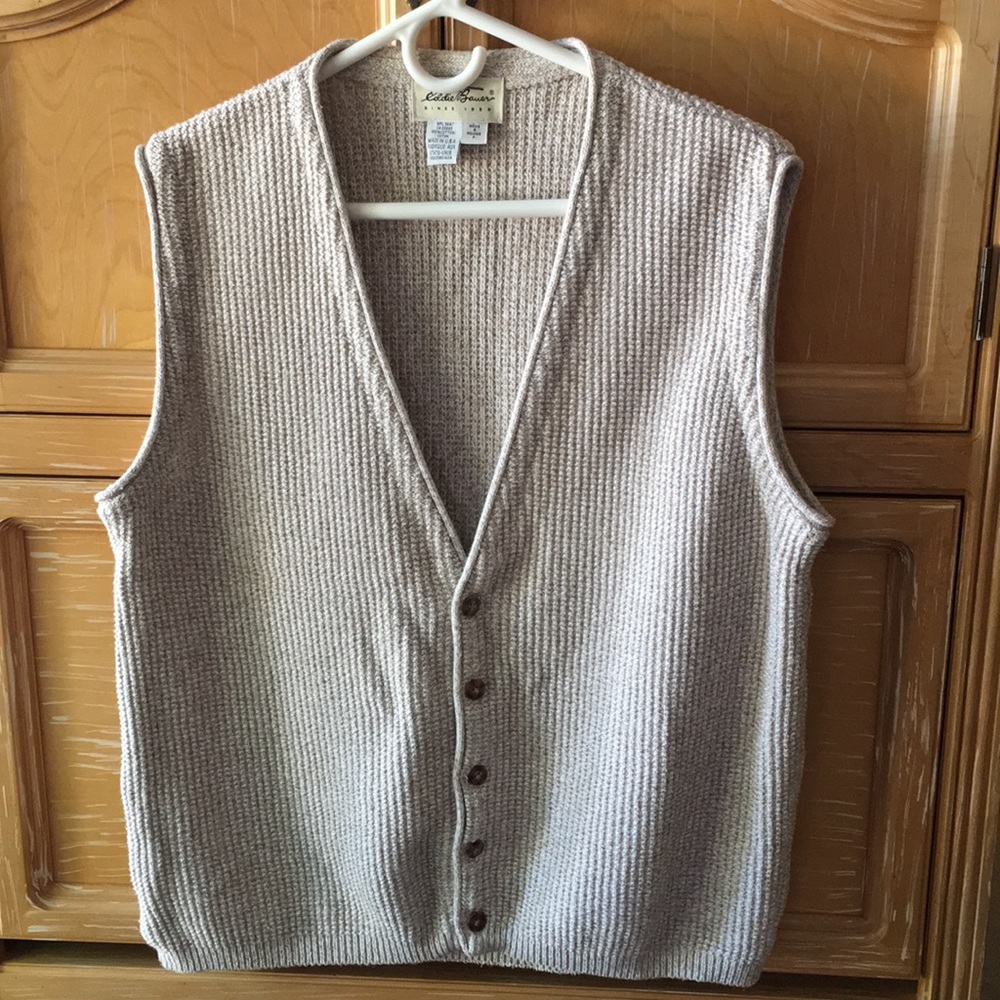 Vintage Eddie Bauer tan and white vest